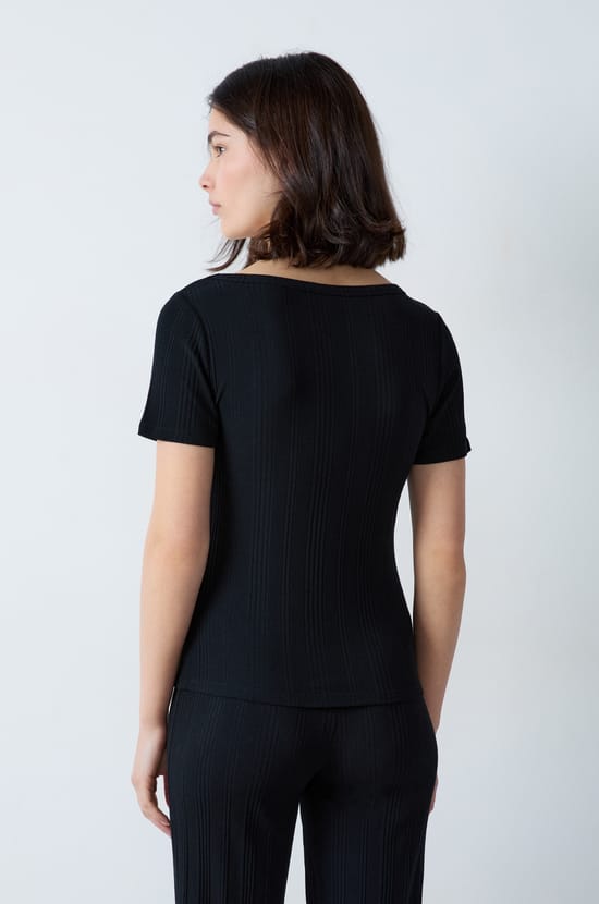Long-sleeved ribbed cotton T-shirt;${refinementColor}