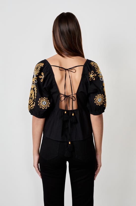 Blouse brodée dos nu;${refinementColor}