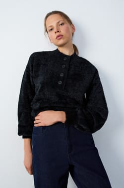 Fleece Button-Up Sweater;${refinementColor}