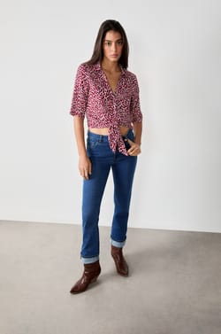 Tie-Front Blouse;${refinementColor}