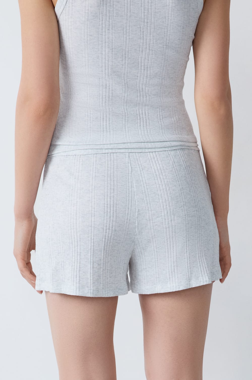 Ribbed Cotton Pyjama Shorts;${refinementColor}