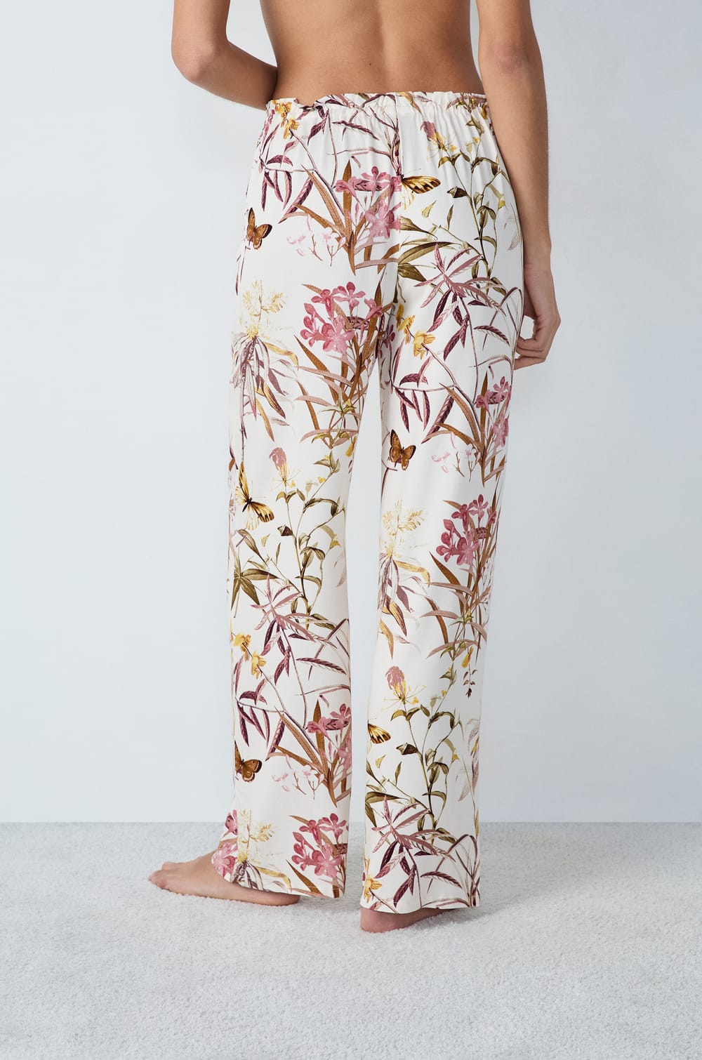 Pajama Pants With Floral Pattern;${refinementColor}