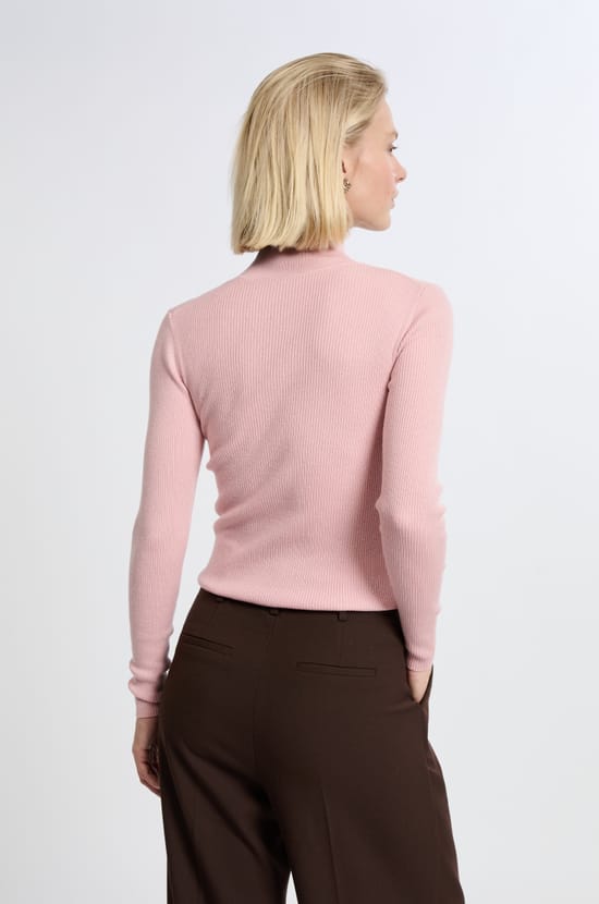 Pull à manches longues col montant avec laine;${refinementColor}