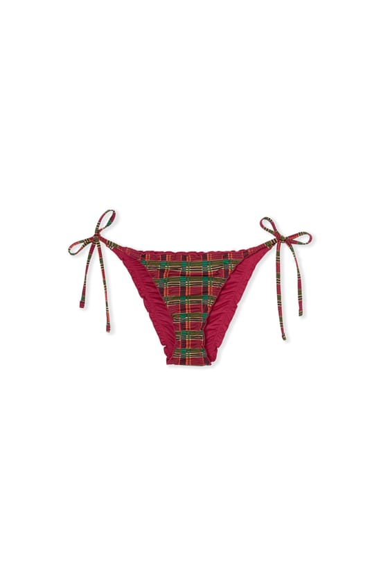 Bas de maillot de bain bikini &agrave; nouer &agrave; carreaux;${refinementColor}