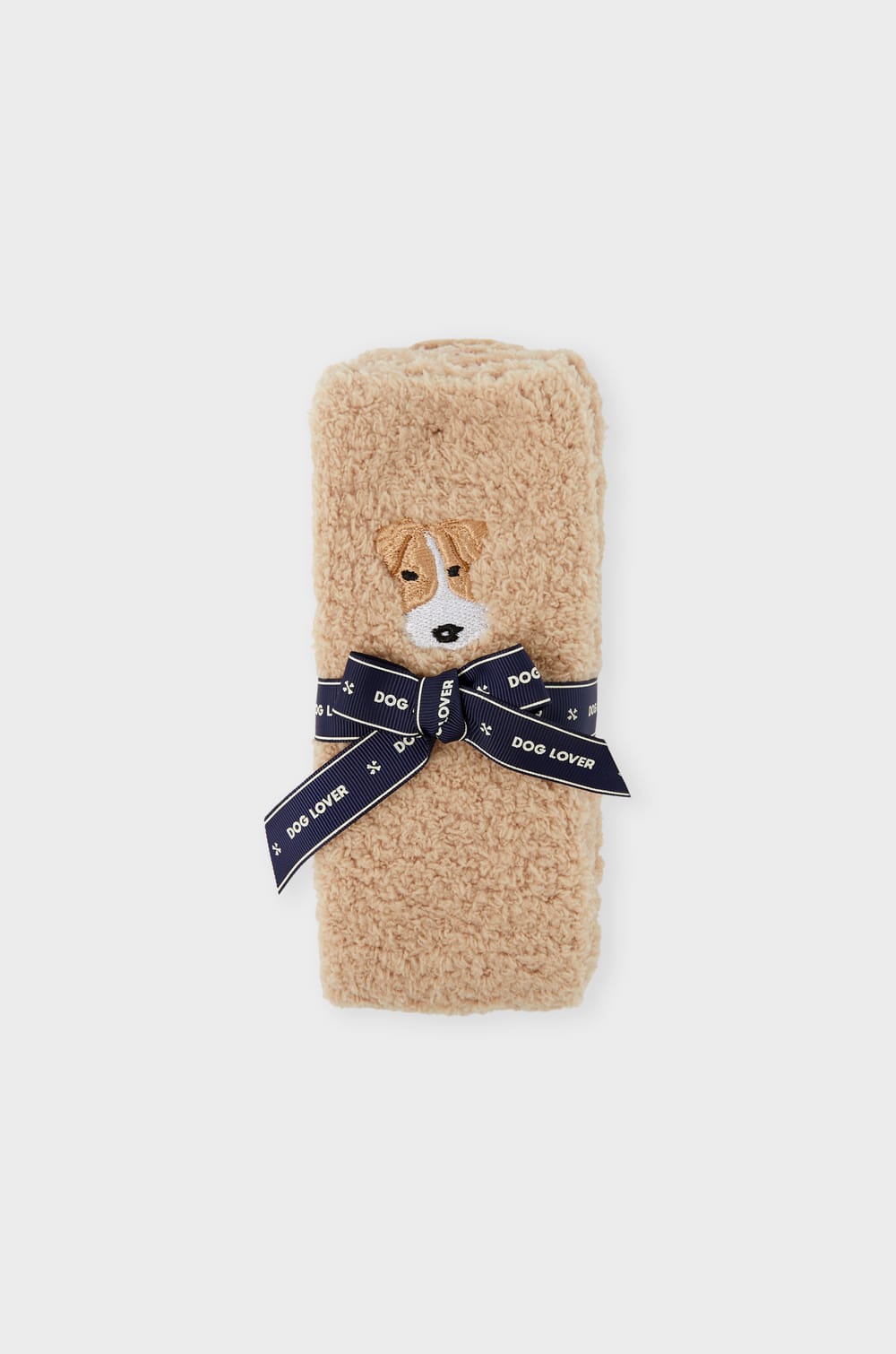 Chaussettes anti-d&eacute;rapantes en fausse fourrure avec broderie fox-terrier;${refinementColor}