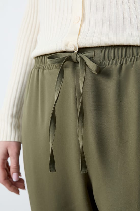 Cigarette Trousers with Tie Belt;${refinementColor}