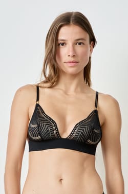 Wireless Lace Triangle Bra;${refinementColor}