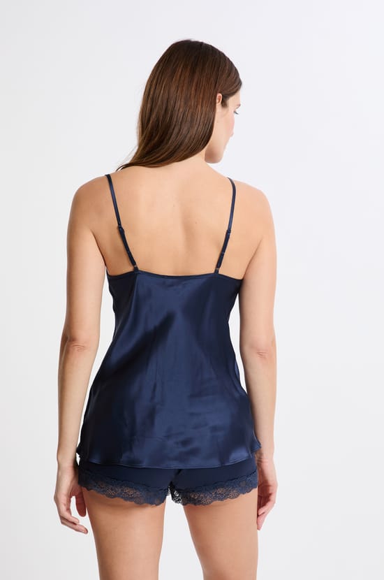 Trägertop aus Seide mit Spitzendetails;${refinementColor}