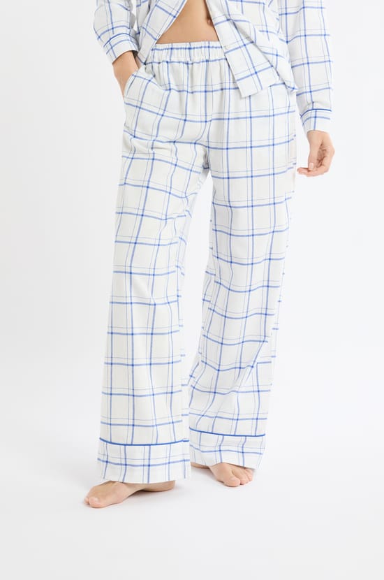 Pantalon de pyjama &agrave; carreaux en coton;${refinementColor}