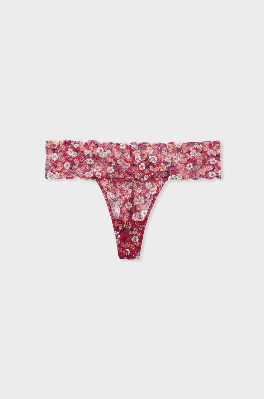 Printed lace thong;${refinementColor}