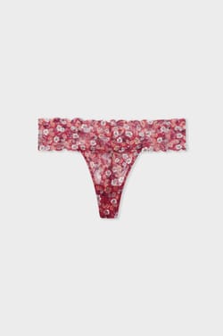 Printed lace thong;${refinementColor}