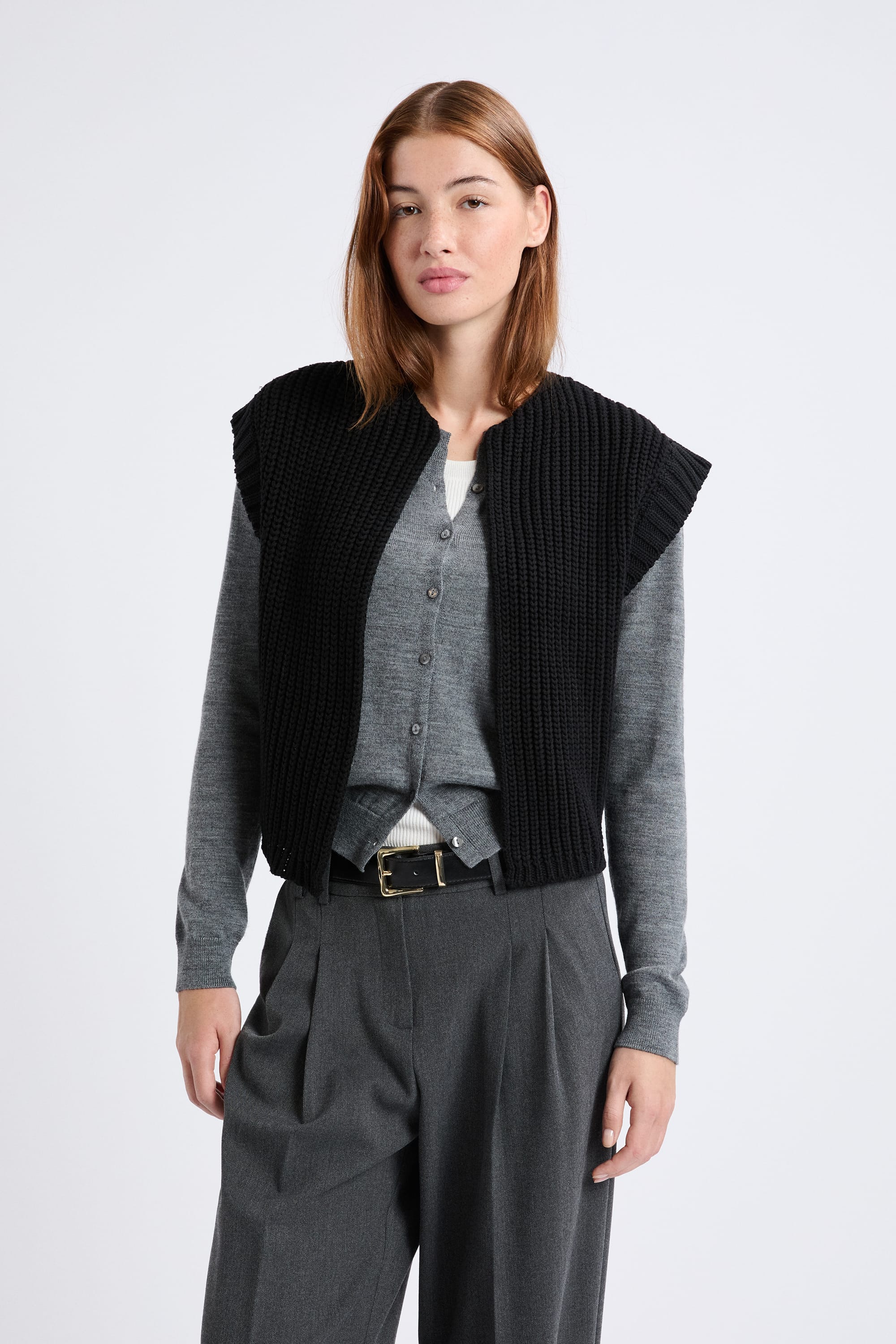 Gilet Noir Gilet Femme Maille Epaisse Laine Gilet ZippÃ© Fille