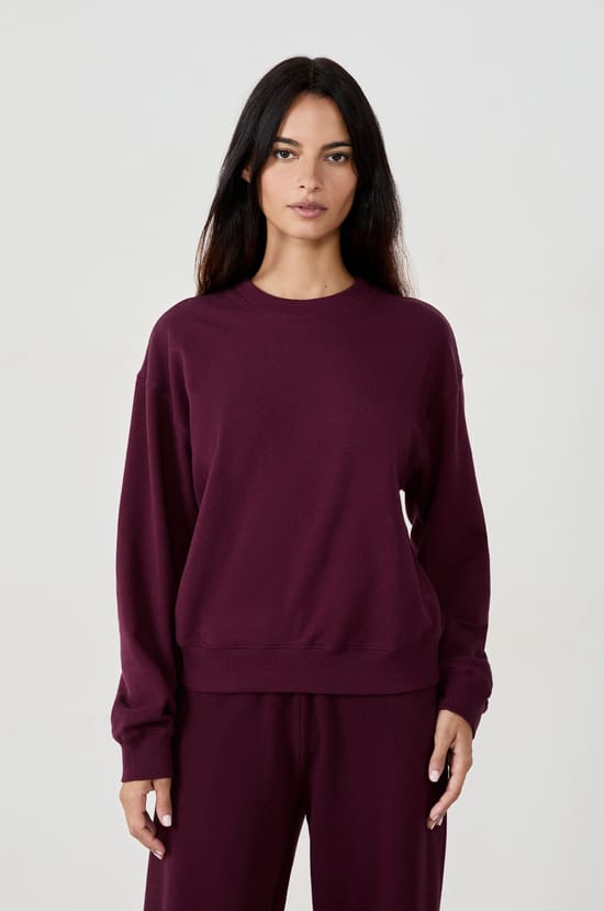 Sweatshirt col rond en coton;${refinementColor}