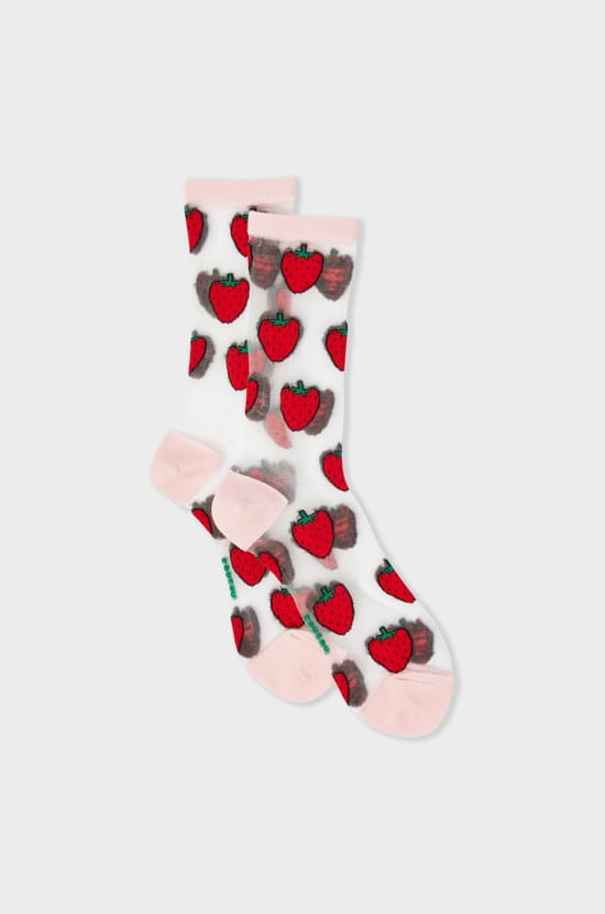 Chaussettes transparentes à motifs fraises Coucou Suzette;${refinementColor}