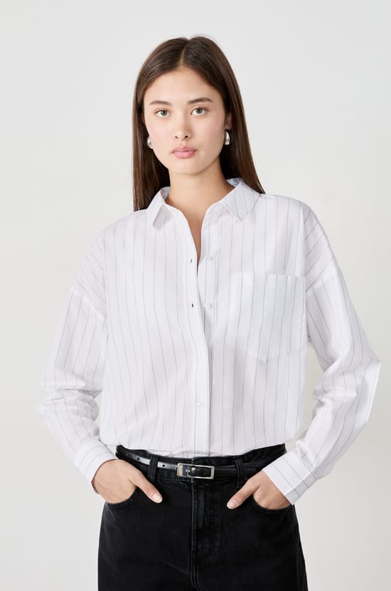Chemise à rayures en coton;${refinementColor}
