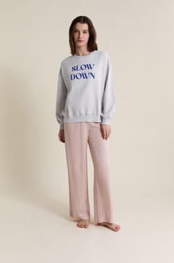 Sweatshirt de pyjama avec &eacute;criture en coton;${refinementColor}