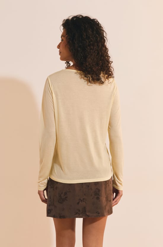T-shirt col bateau manches longues;${refinementColor}