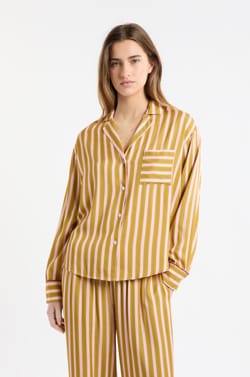 Chemise de pyjama bicolore &agrave; rayures;${refinementColor}