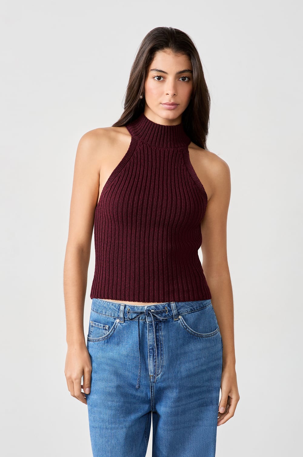 Sleeveless Ribbed Top;${refinementColor}