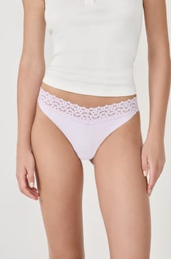 Tanga V-shape en microfibre et dentelle;${refinementColor}