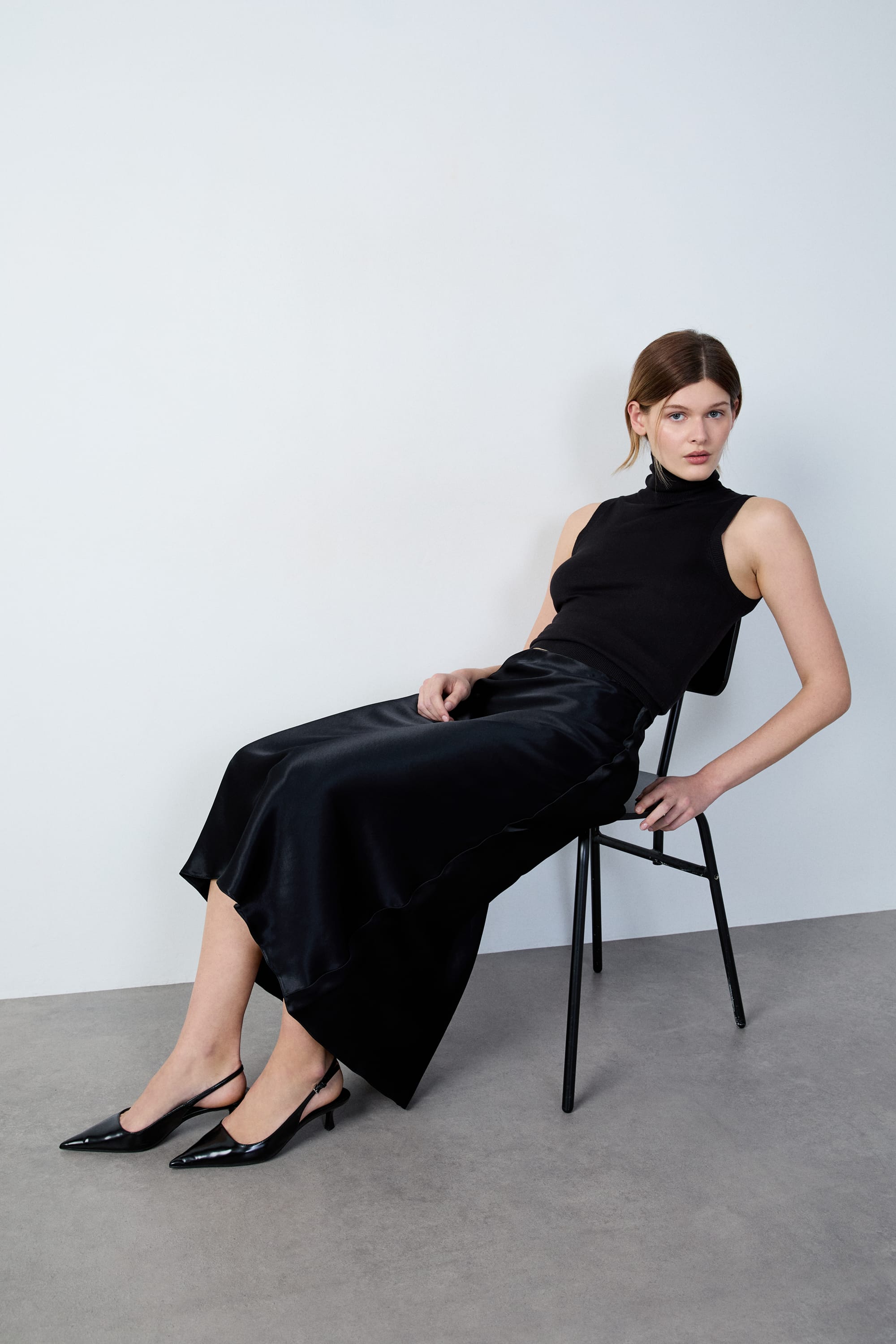 Long Satin Skirt - RANA - NOIR - ETAM