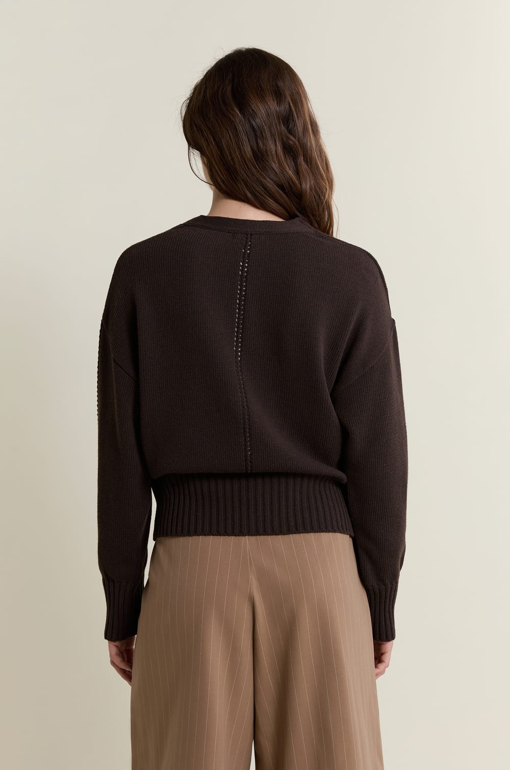 V-neck Cardigan with Cotton;${refinementColor}