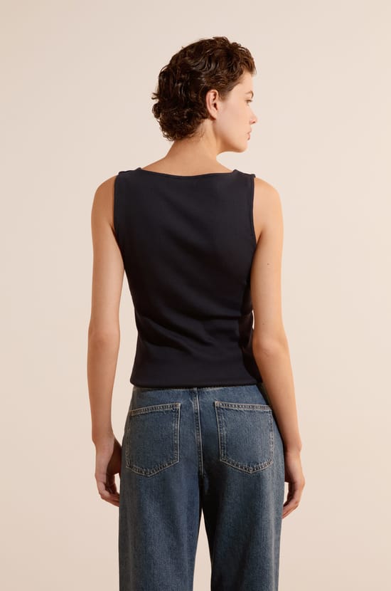 T-shirt sans manches en coton;${refinementColor}
