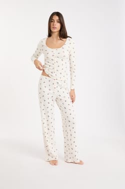 Cherry Print Pyjama Trousers;${refinementColor}