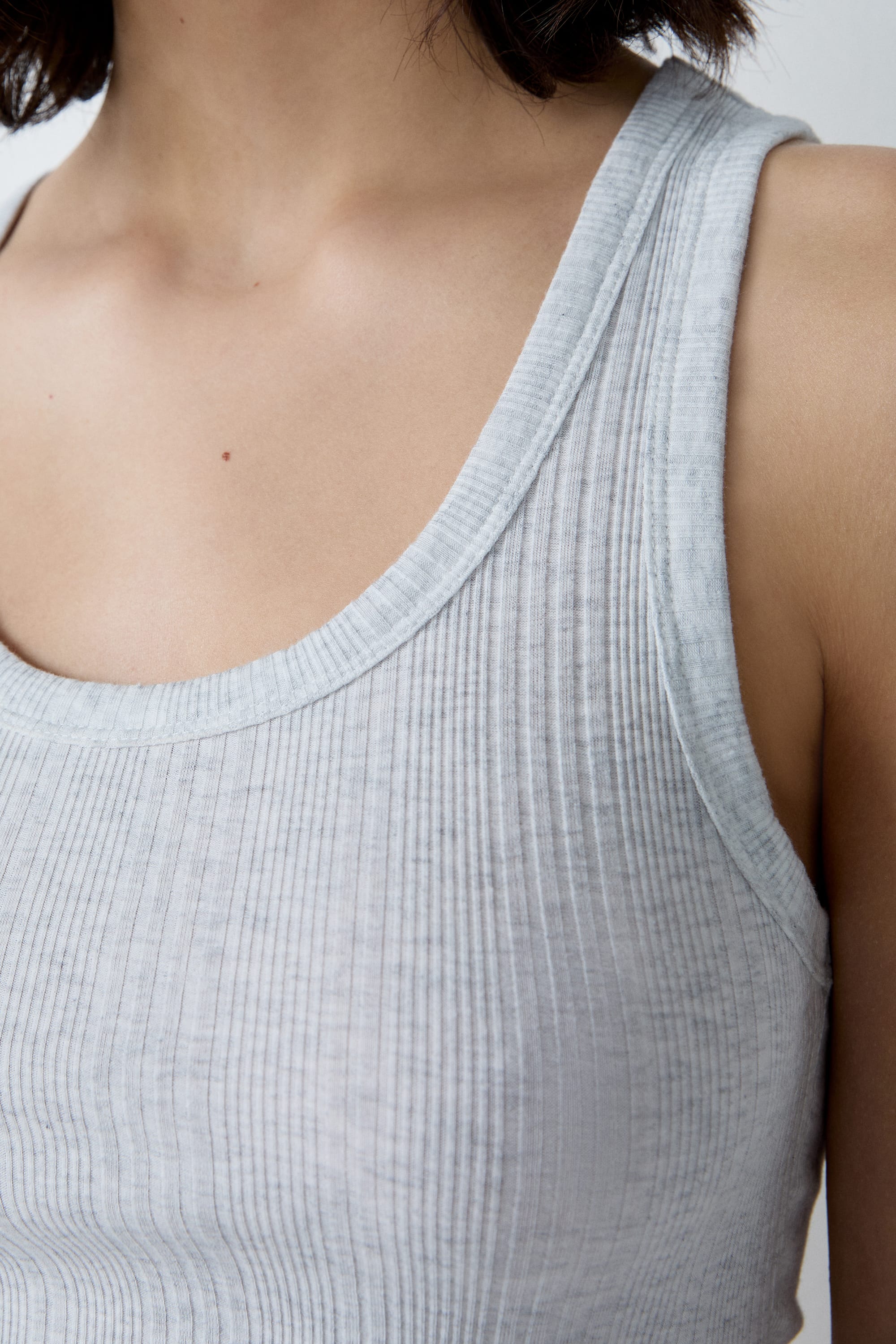 Cotton Ribbed Tank Top - COLYN - GRIS - ETAM