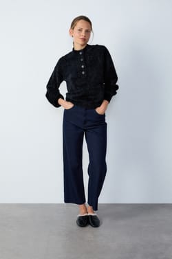 Fleece Button-Up Sweater;${refinementColor}