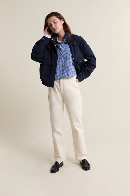 Jean coupe droite en coton ;${refinementColor}