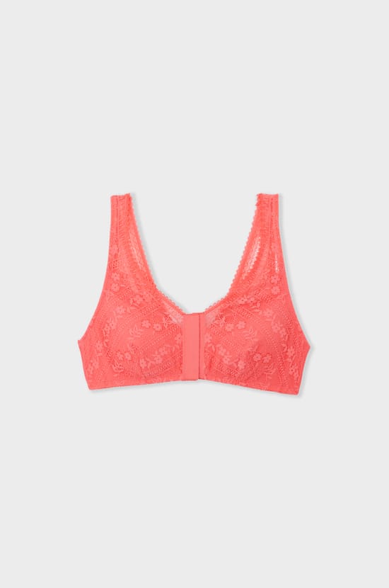 Post-mastectomy wireless bralette bra with front opening;${refinementColor}
