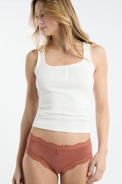 Boyshort with Lace Trim in Microfiber;${refinementColor}