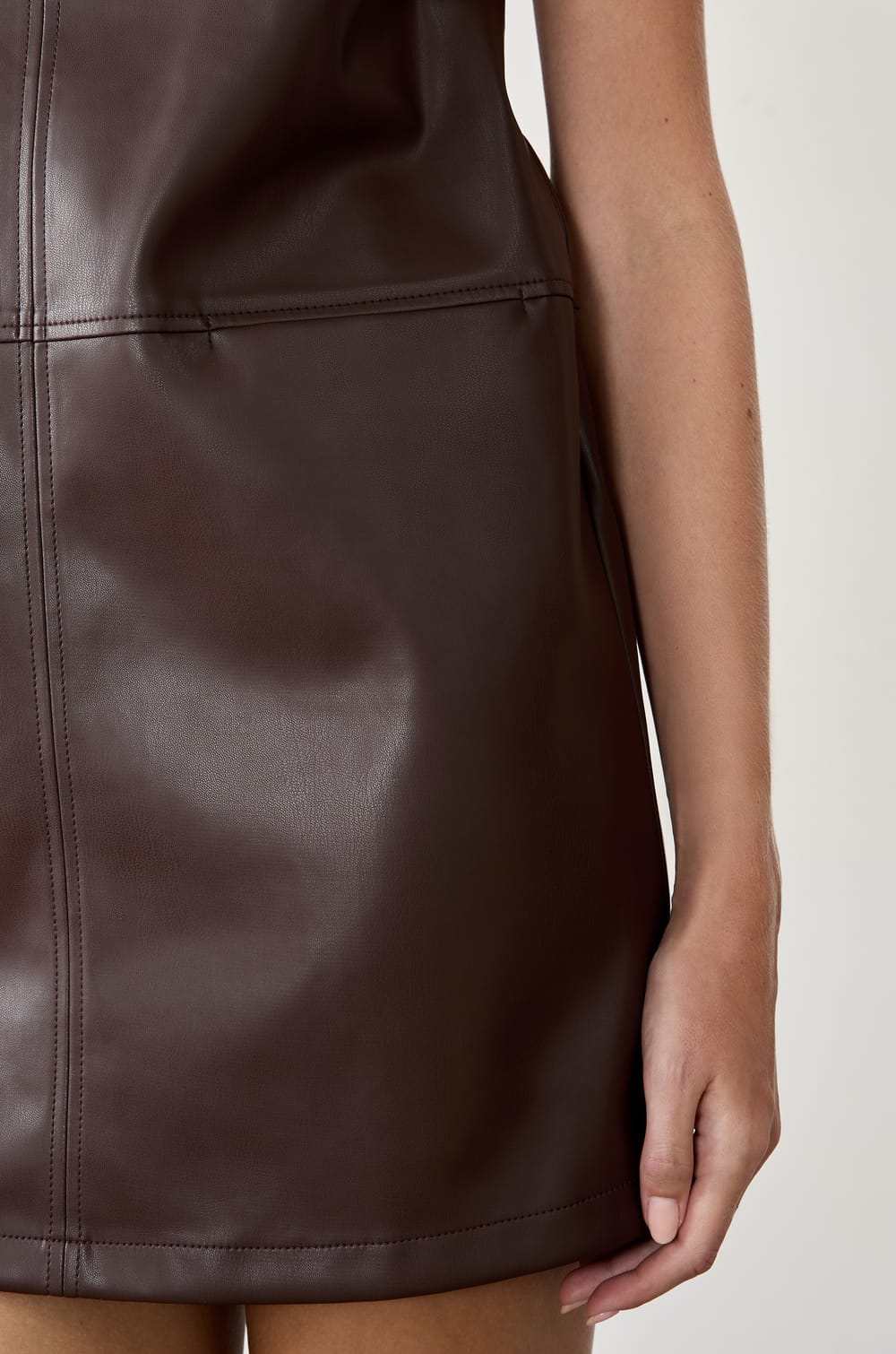 Short Leather-Effect Dress;${refinementColor}