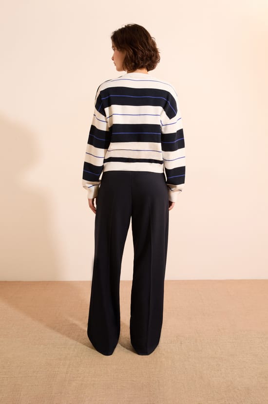 Pull manches longues &agrave; rayures;${refinementColor}