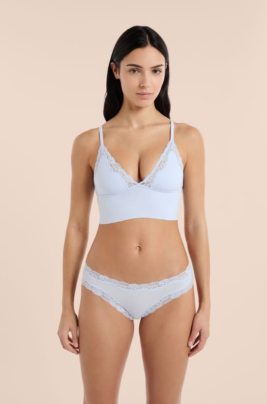 Culotte en microfibre et dentelle;${refinementColor}