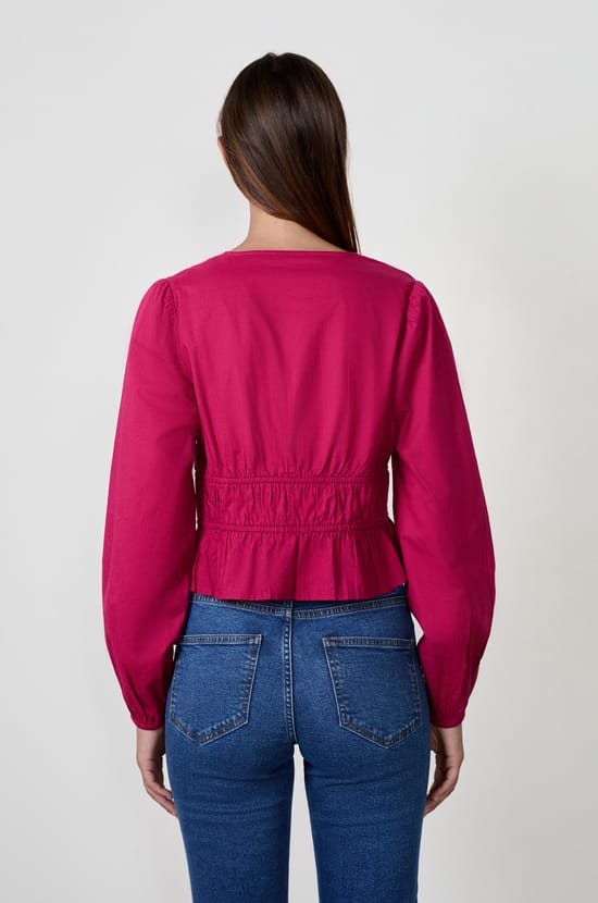 Long-Sleeved Blouse with Ties;${refinementColor}