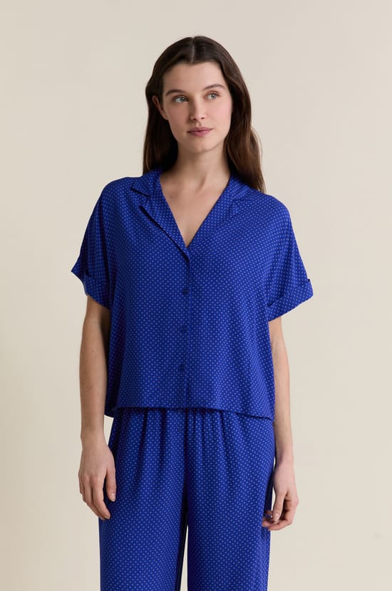 Koszula piżamowa z kr&oacute;tkimi rękawami w groszki;${refinementColor}
