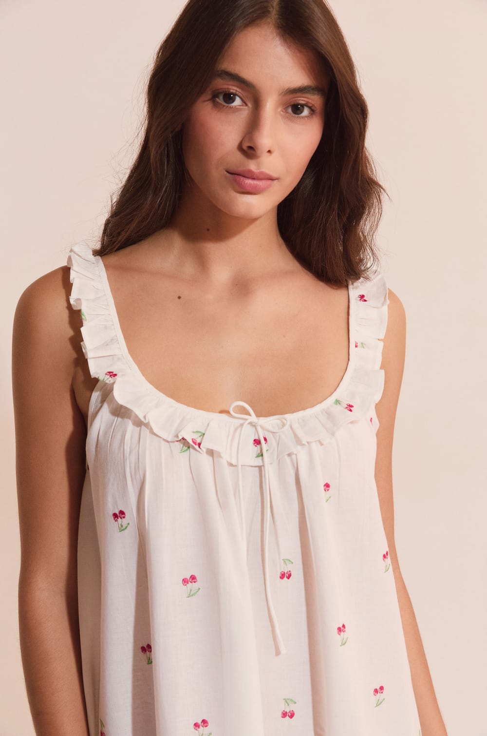 Nuisette courte en coton &agrave; motifs cerises;${refinementColor}