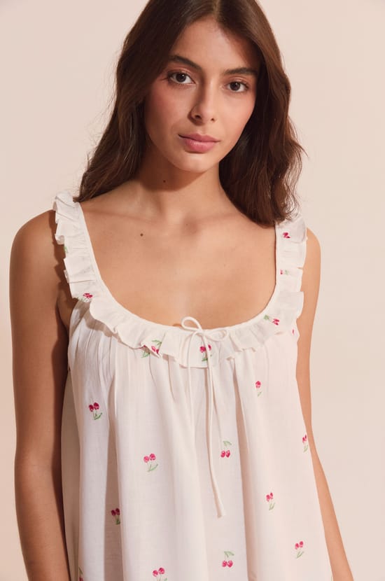 Nuisette courte en coton &agrave; motifs cerises;${refinementColor}