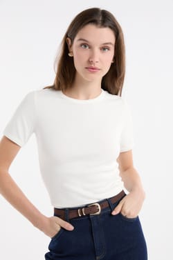 Short-sleeved T-shirt with cotton modal;${refinementColor}
