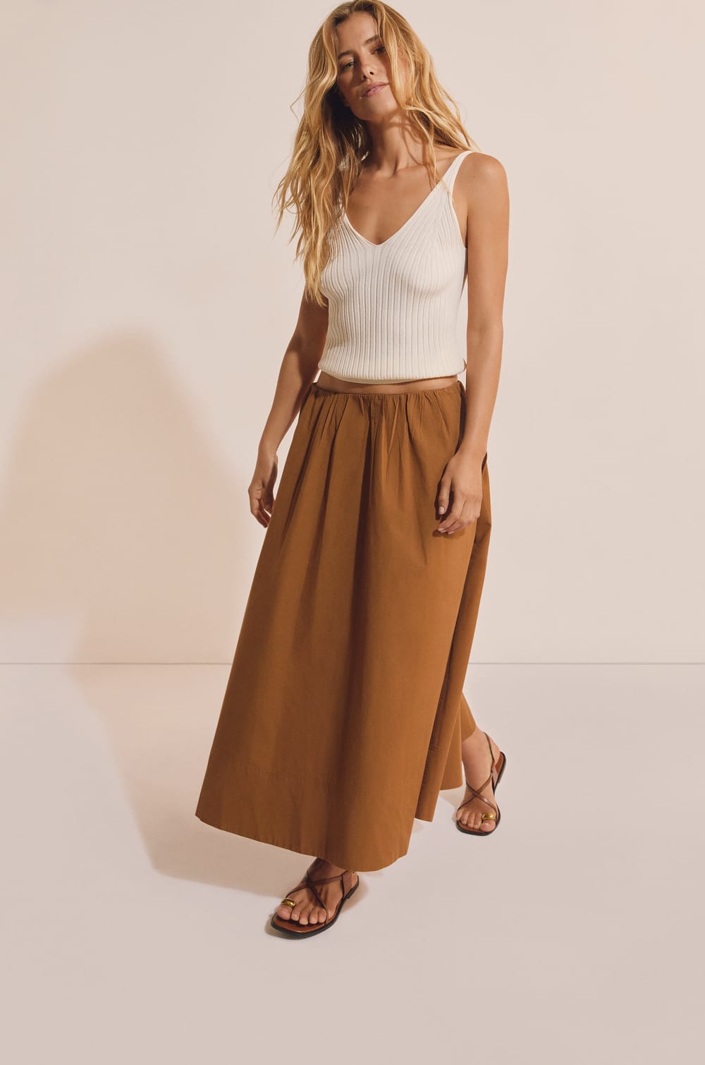 Jupe longue en coton;${refinementColor}