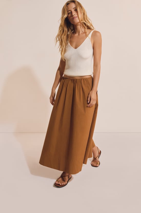 Jupe longue en coton;${refinementColor}