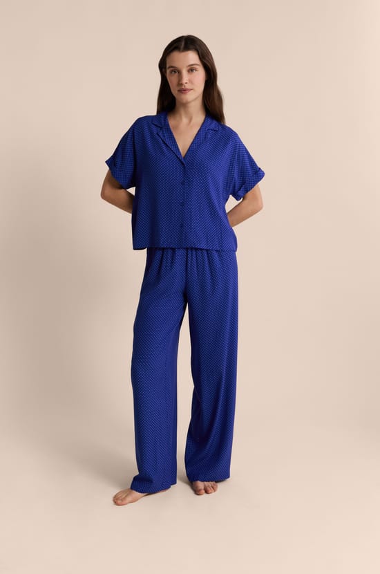 Koszula piżamowa z kr&oacute;tkimi rękawami w groszki;${refinementColor}