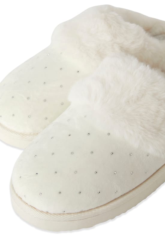 Chaussons mules avec strass;${refinementColor}