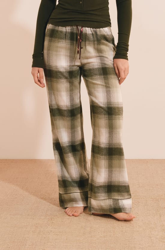 Pantalon de pyjama &agrave; carreaux en coton;${refinementColor}