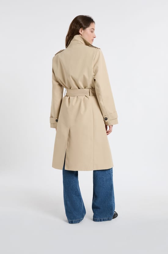 Long Trench Coat with Belt with Cotton;${refinementColor}