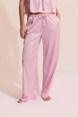 Pantalon de pyjama satin&eacute; &agrave; motifs floraux avec charms;${refinementColor}