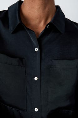 Long-Sleeved Satin Pyjama Shirt;${refinementColor}