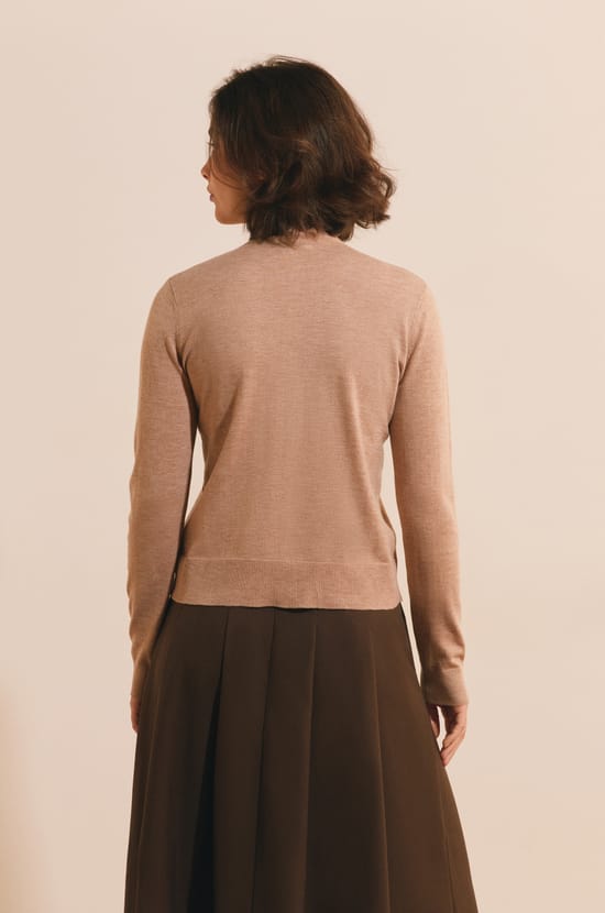 Cardigan &agrave; col montant avec laine;${refinementColor}